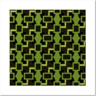 Green Geometric Pattern Posters and Art